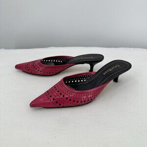 Cole Haan low-level slip-on heels, red leather open back, 2 in heel, size 7B